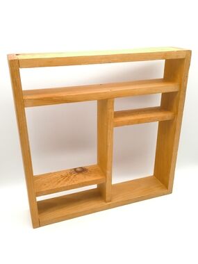 Natural Wood Asymmetric Wall Display Shelf
